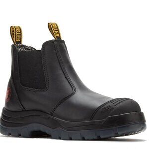 RockRooster Bakken Black Pull on Leather Work Boots Unisex (M9 | W10.5)